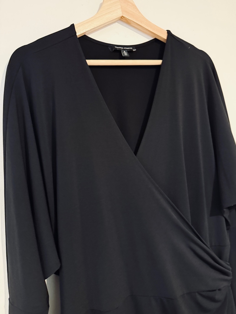 Universal Standard Wrap Dress - Black Small Dolman Sleeves